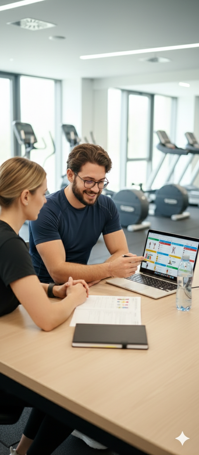 Programma di allenamento mostrato su laptop