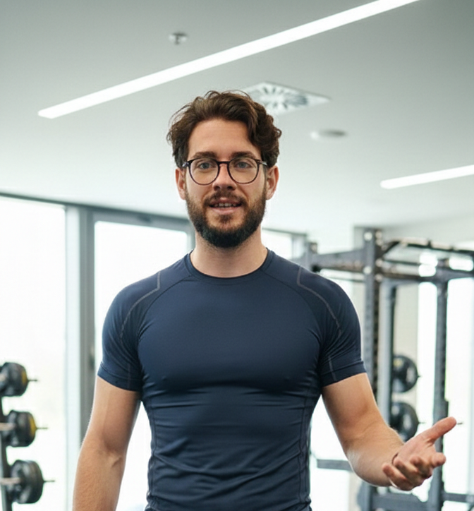 Ritratto professionale di Daniele Tavani in palestra