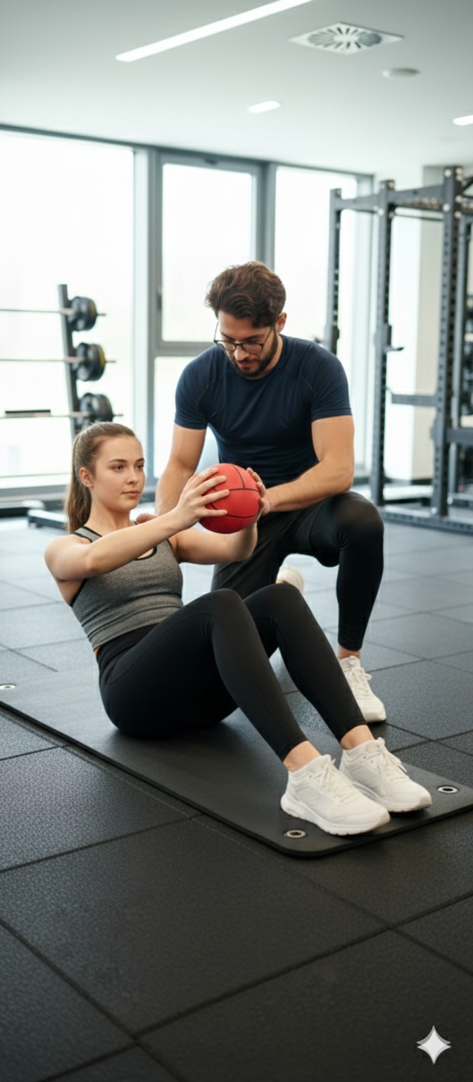 Sessione di personal training in sala pesi